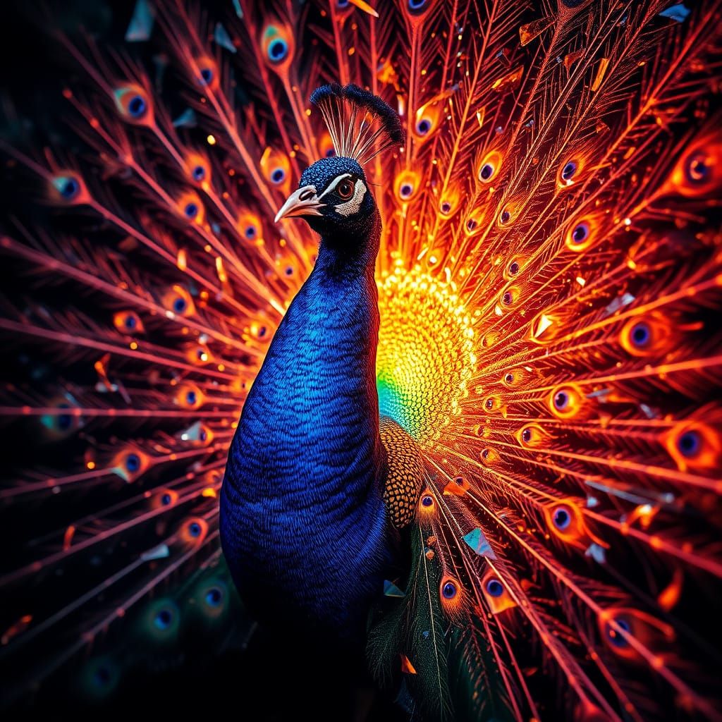Iridescent Peacock Radiates Divine Presence