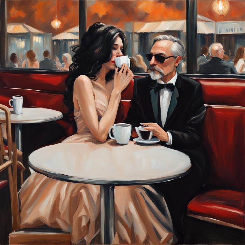 Woman in Ball Gown, Hopper-Style Painting