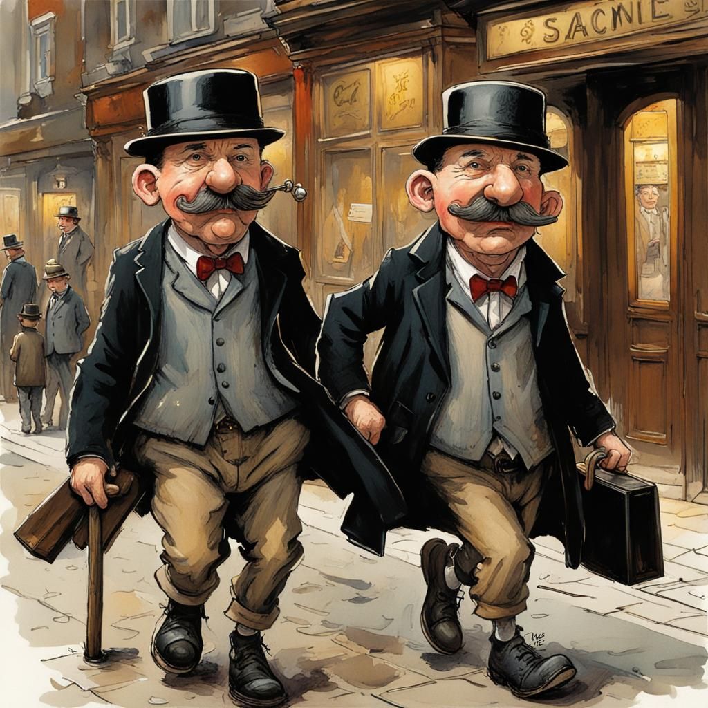 Thomson Twins Visit English Pub: Comedy Illustration