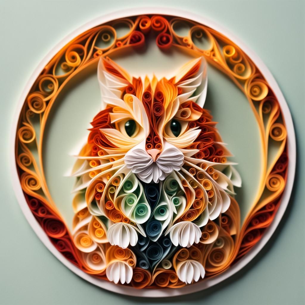 Maine cat paper quilling piece