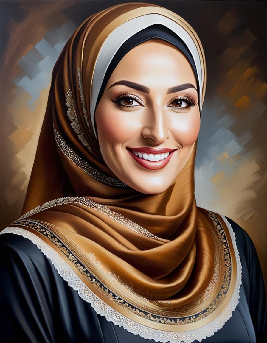 Elegant Portrait of Woman in Hijab with Facemask