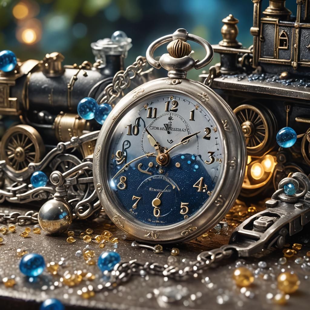 Dreamlike Still Life with Pocket Watch, Kinkade Style