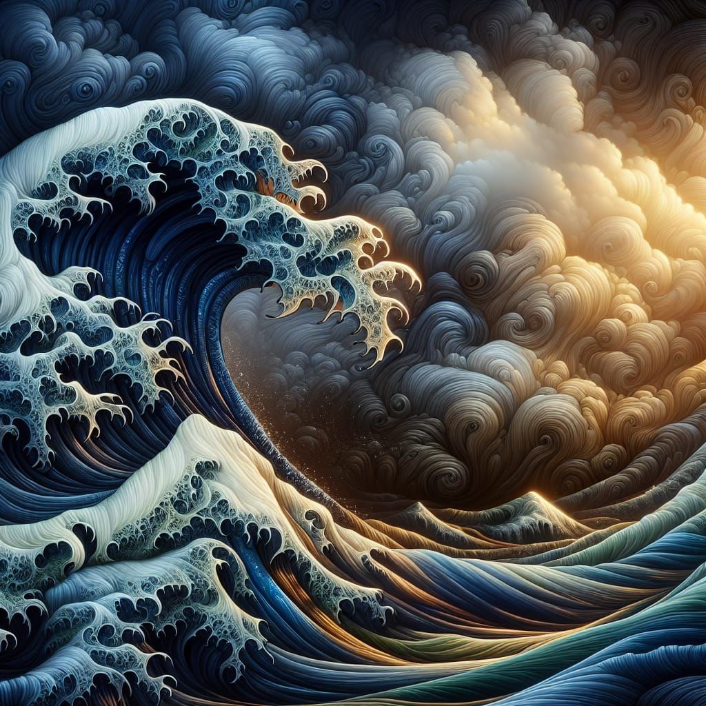 Hyperrealistic Stormy Waves with Dramatic Lighting