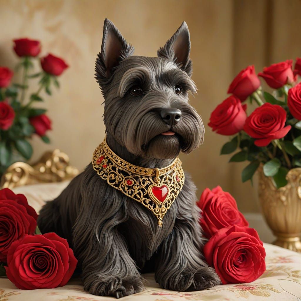 Scottie with Red Roses