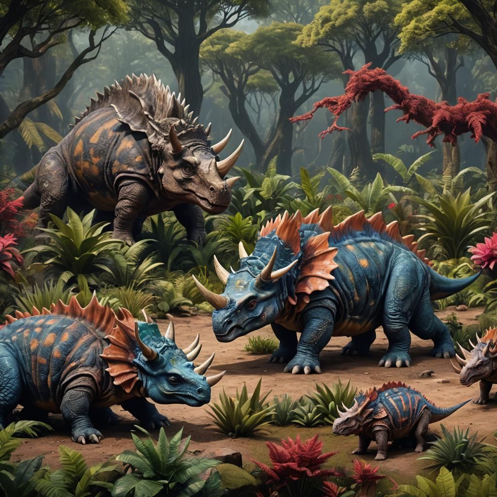 Triceratops Ankylosaurus Hybrid in Detailed Matte Painting