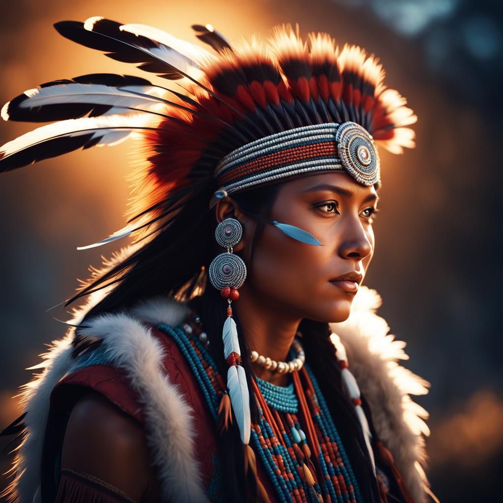 Native American Woman at Pow Wow: 3D Rendered Art