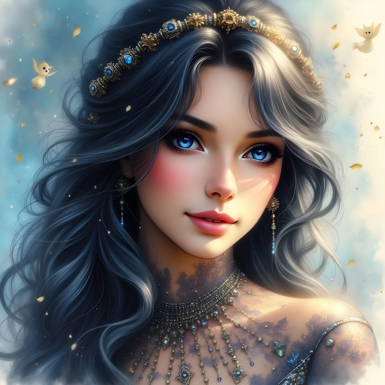 Norse Goddess Portrait in Soft Watercolor Style