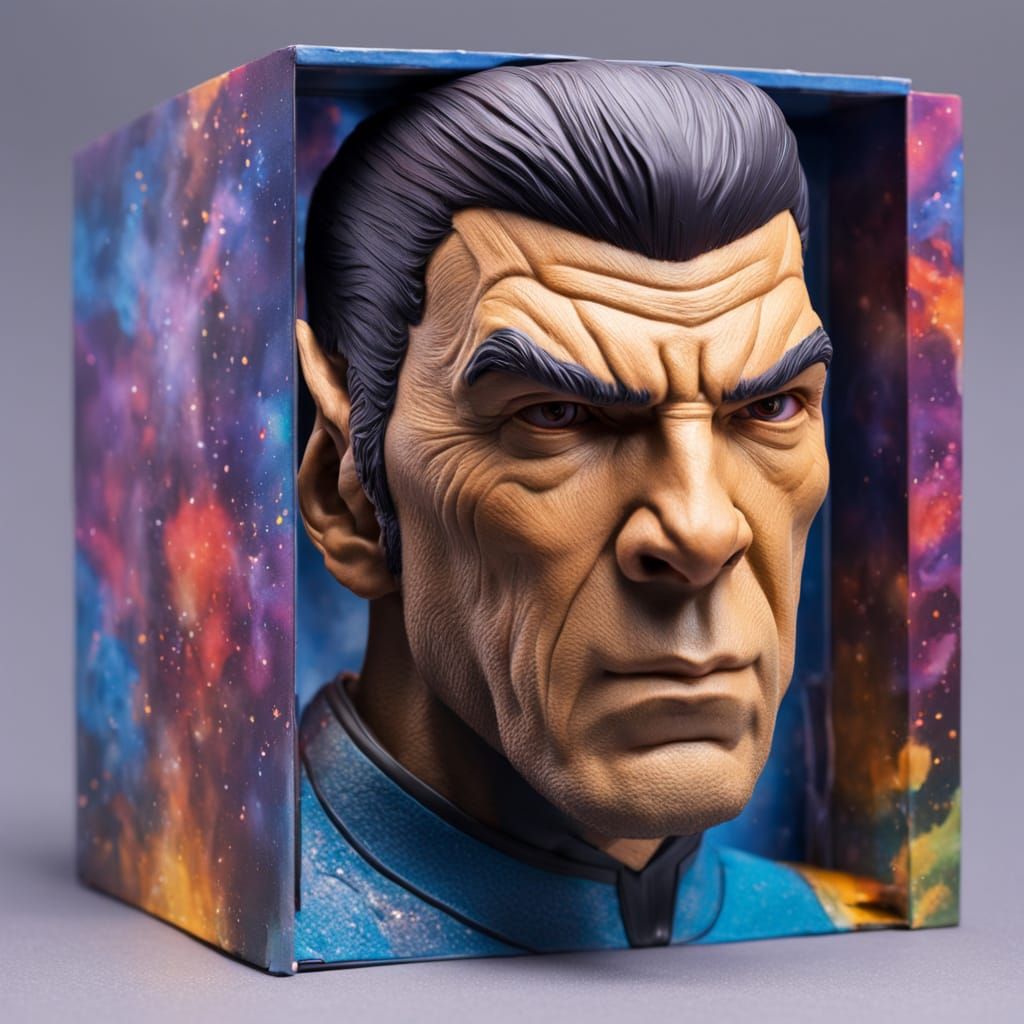 Spock Action Figure Unboxed in Hyperrealistic Style