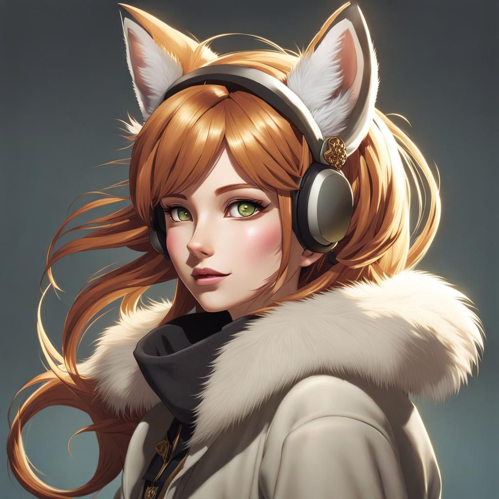 Fox Girl in Enchanted Forest Glade