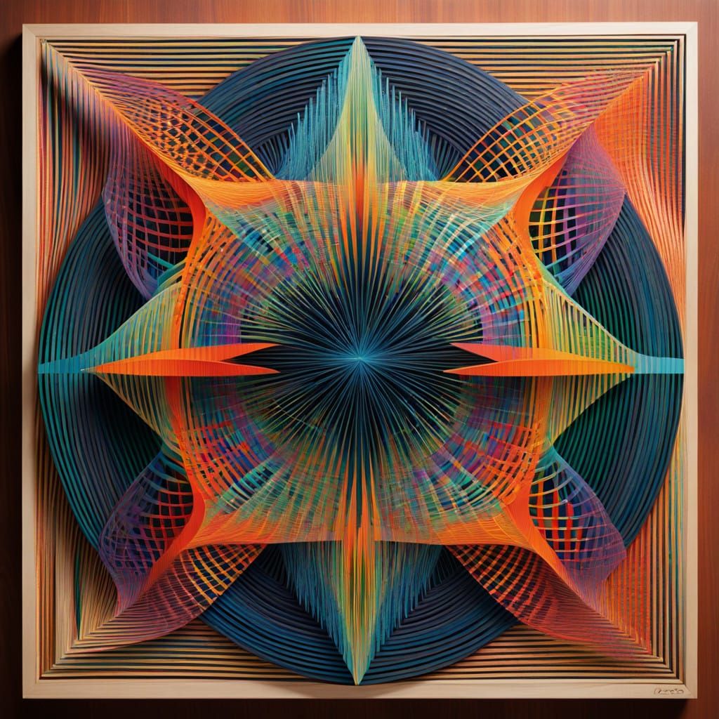 String Orchestra of Woven Fractals in Op Art