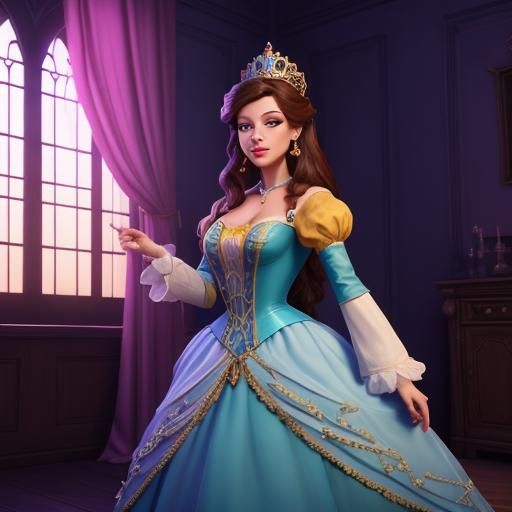 Princess Belle Portrait in 3D Digital Art Style