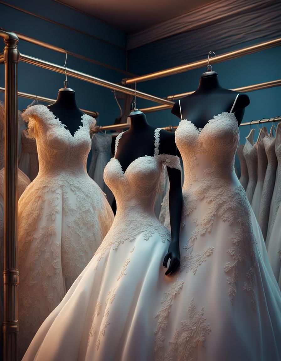 Assorted Wedding Dresses in Hyperrealistic Splash Art