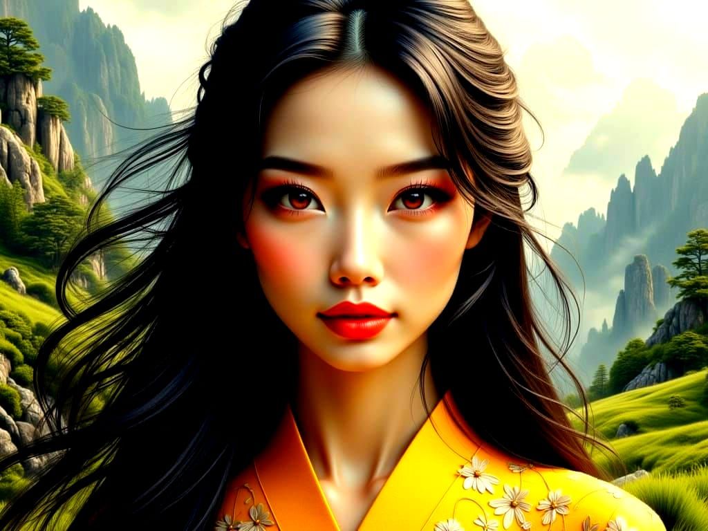 Surreal Cubist Portrait of a Japanese Girl