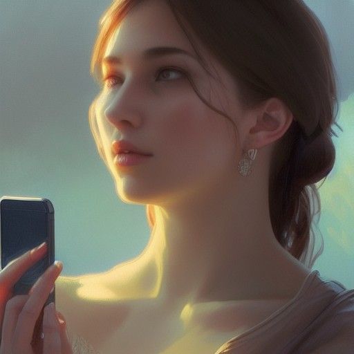Beautiful Girl Texting: Hyperdetailed Portrait in Unreal Eng...