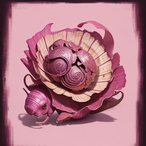 Flower Shell Snail in Pink Flower