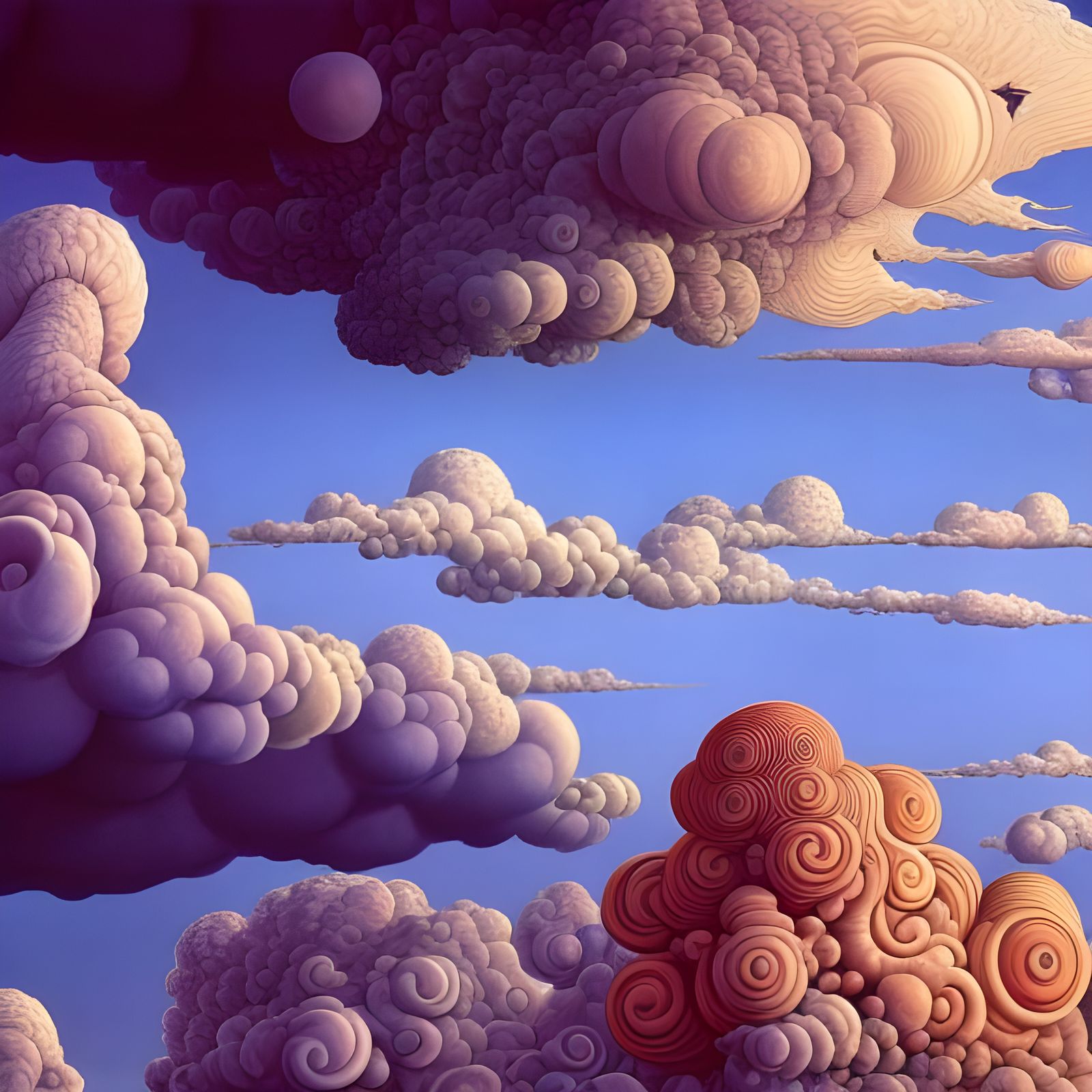 Detailed Clouds Painting in Cartoon Style