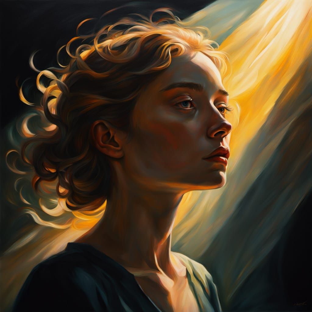 Surreal Figure in Chiaroscuro Oil Painting