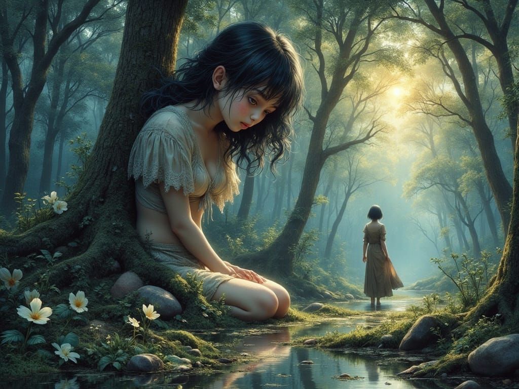 Ethereal Fantasy Spirit in a Whimsical Anime Forest