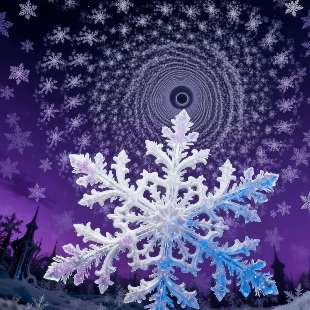 Fibonacci Snowflake Spiral in Perspective