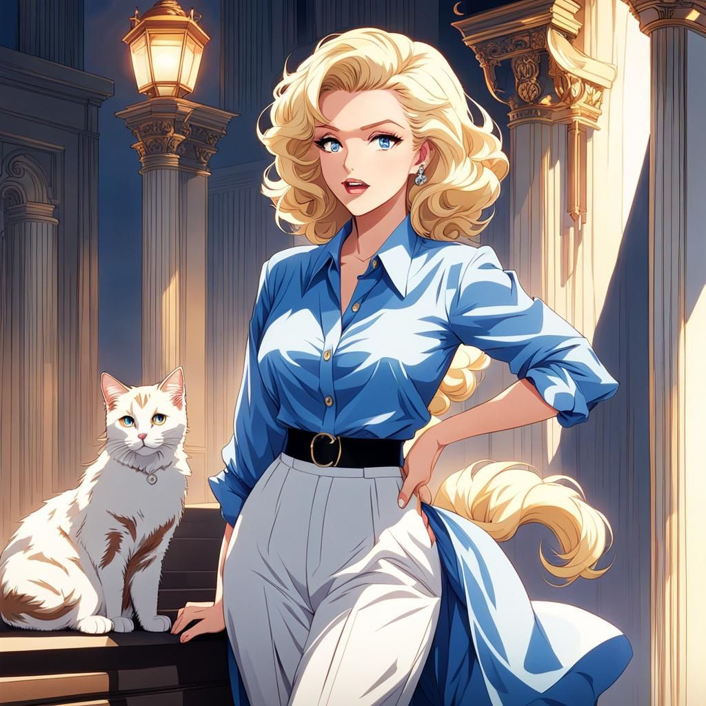 Blonde Anime Girl in 90s Ghibli Style