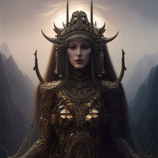 Viking Woman with Filigree Details in Digital Art