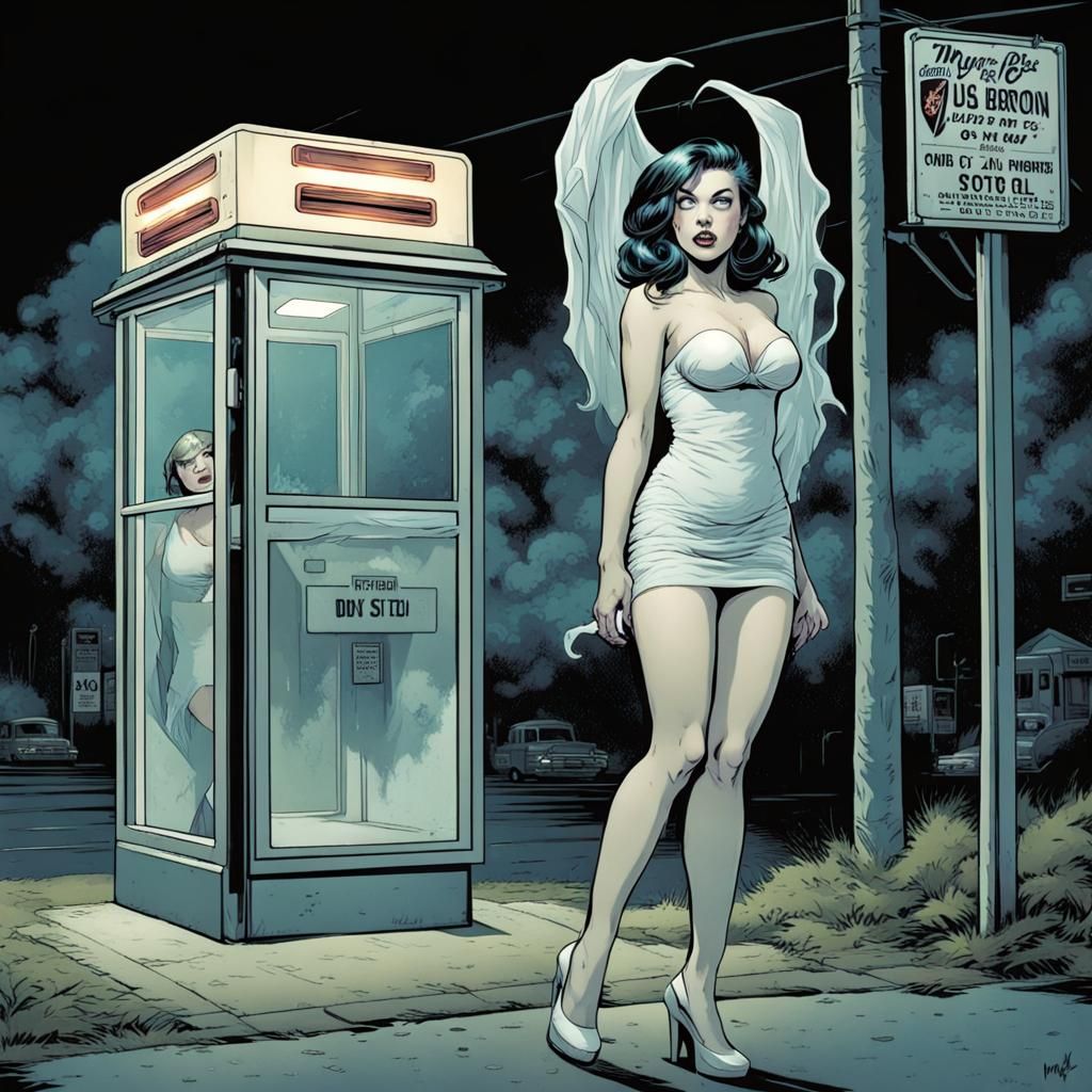 Ghost Girl at Hell Bus Stop: Comic Book Art