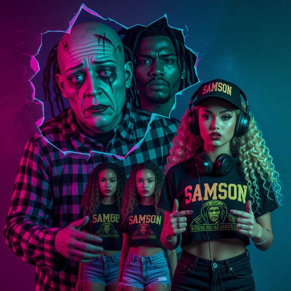 Neon Horror Double Exposure: Hunchback Meets Villain