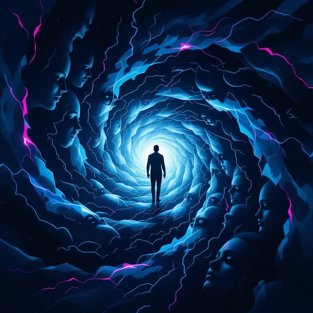 Surreal Vortex of Fragmented Faces and Memories