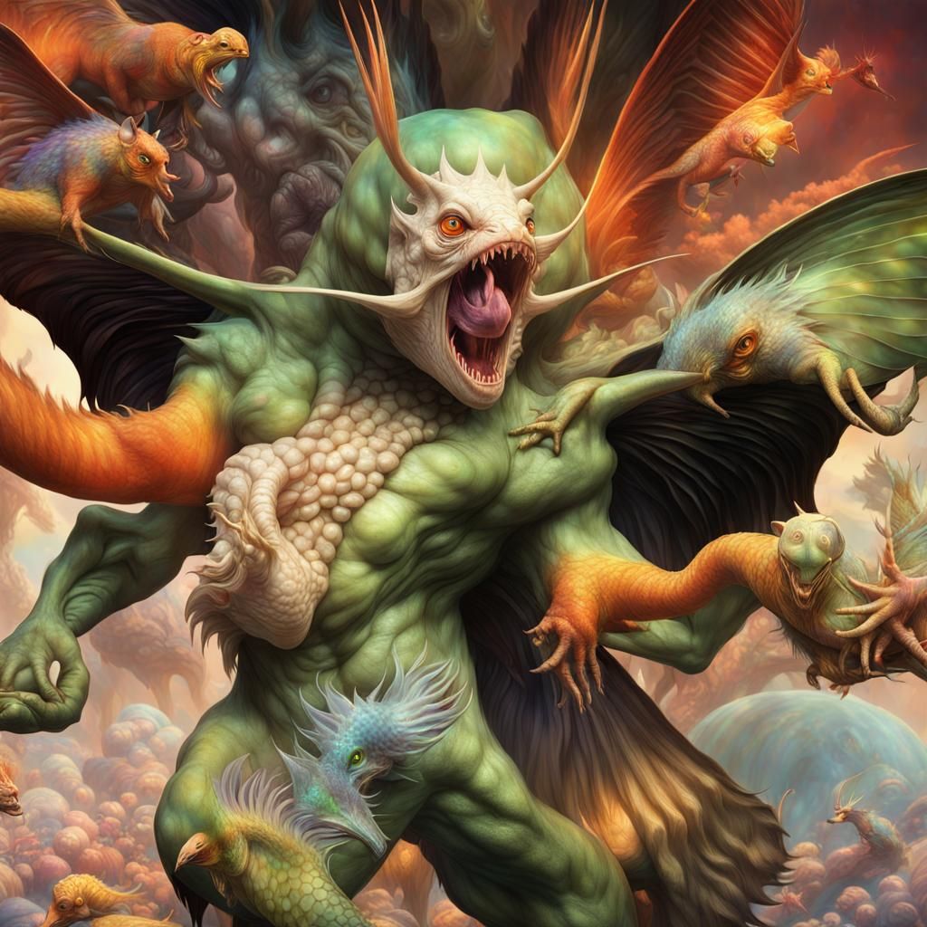 Exotic Alien Creatures in a Bizarre Landscape