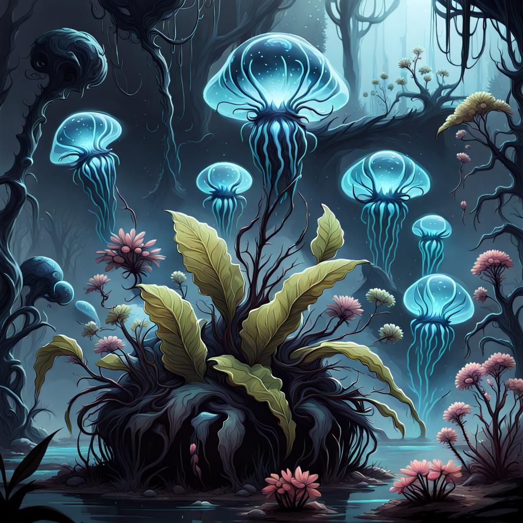 The rare Mature Planta Aerostatia release it’s flowers that float like hot air balloons; so delicate they are hard to ha...