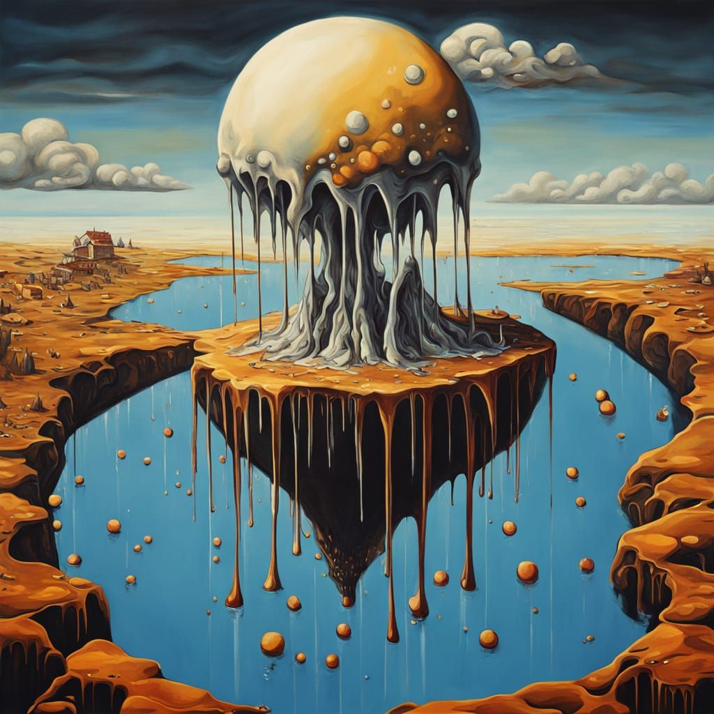 Surreal Melting Element on Matte Background