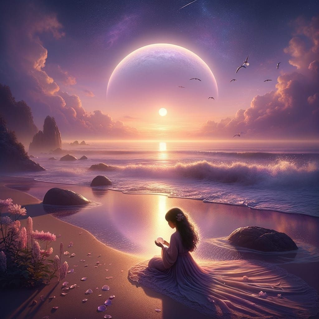 Sunrise Serenity on the Beach in Pastel Hues