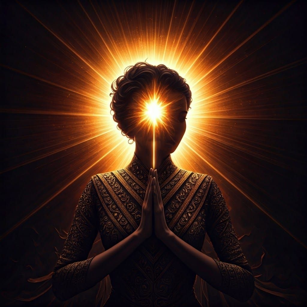 Elegant Woman's Radiant Transformation in Digital Painting