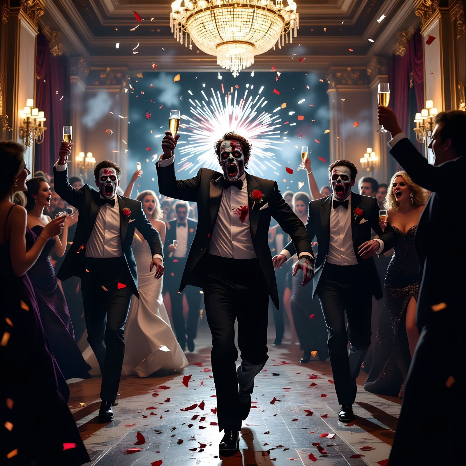 Zombies Invade Glamorous New Year's Eve Party