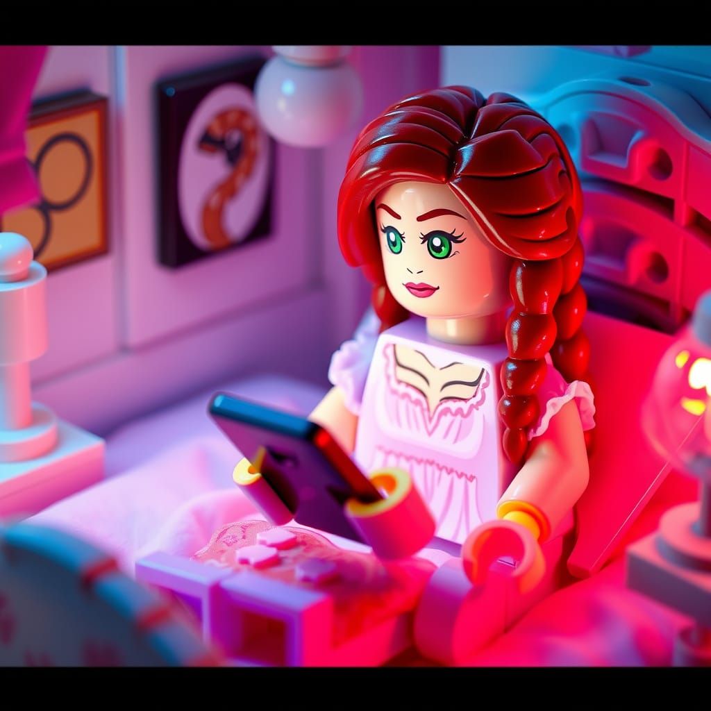 LEGO Woman in Bed, Cinematic Film Still