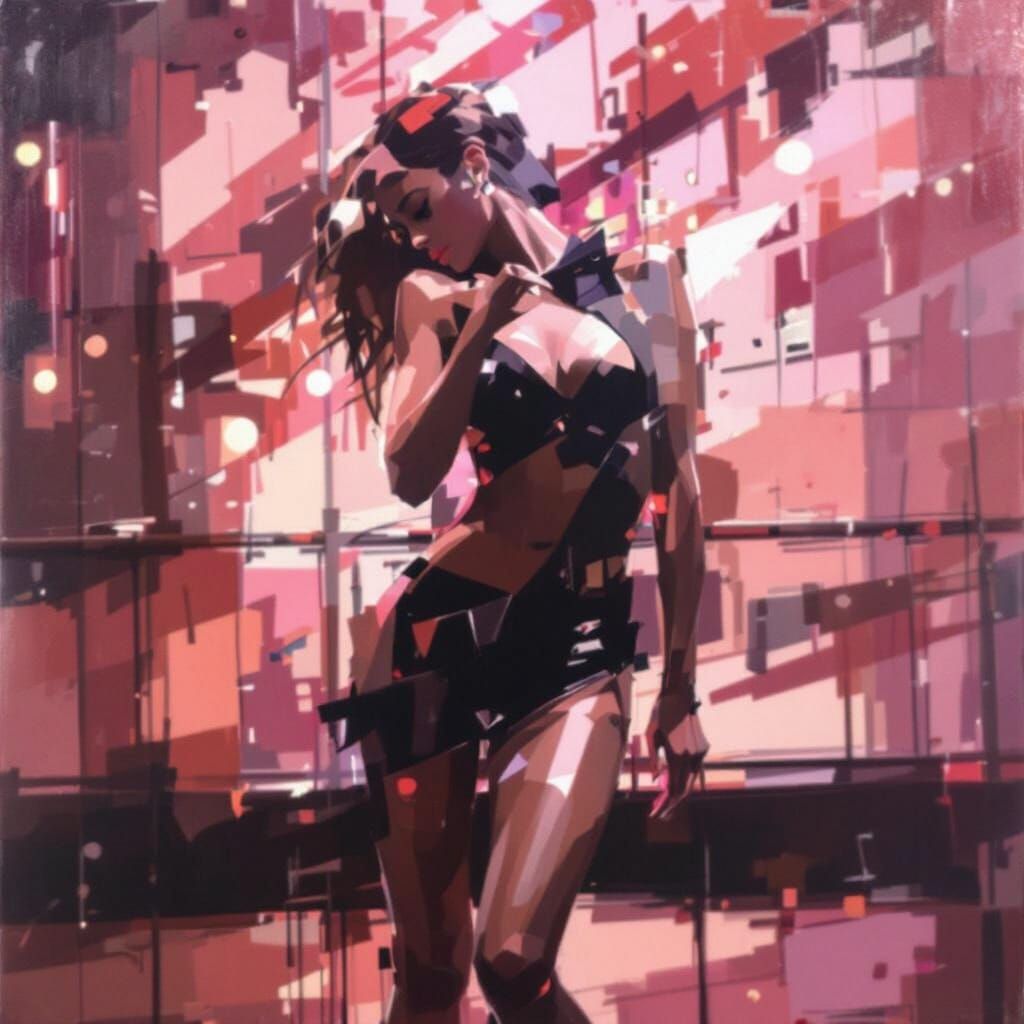 Jazz Dancer in Deco Construction: Acrylic Painting