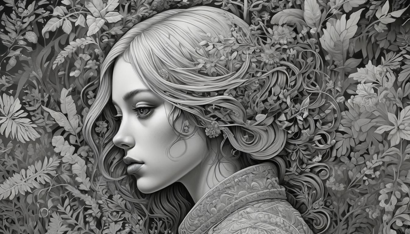 Monochromatic Portrait of Melancholic Girl