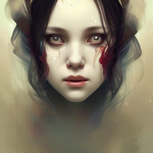 Haunting Portrait of a Ghost Girl Crying