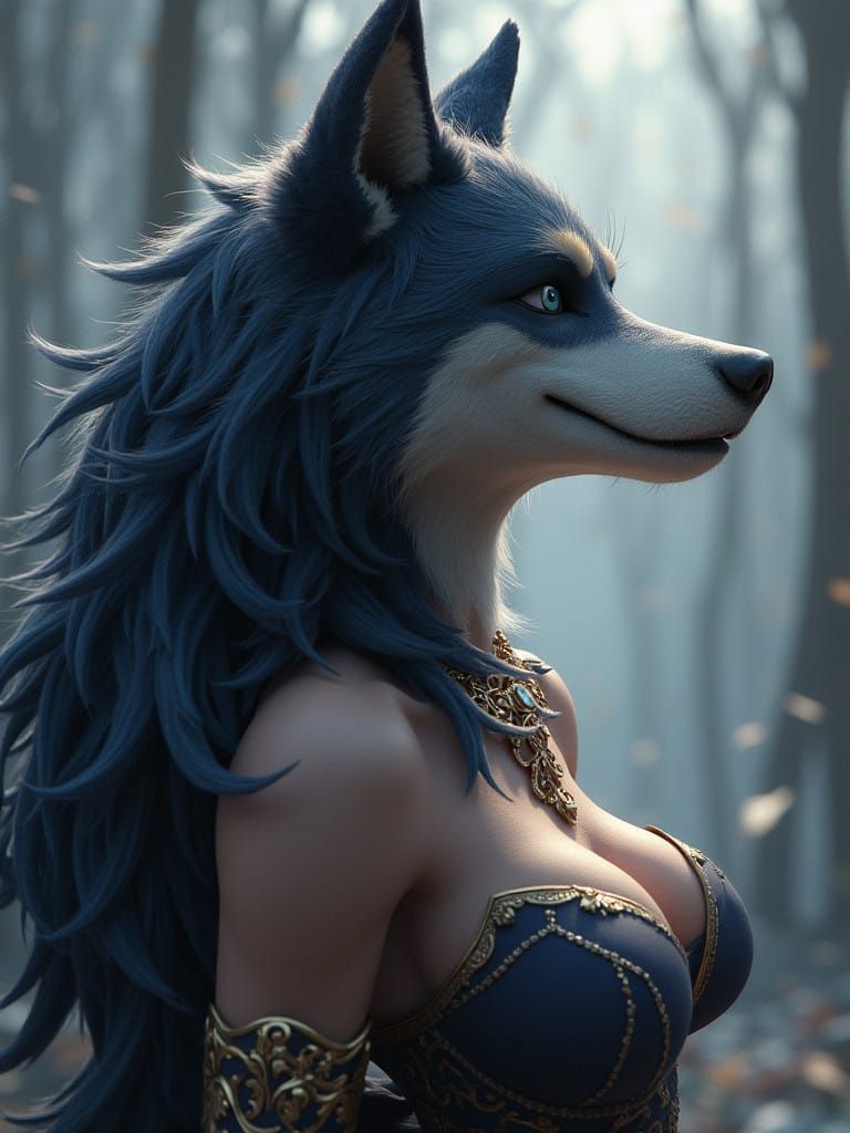Ethereal Wolf Goddess in Vibrant 8k Anime Art
