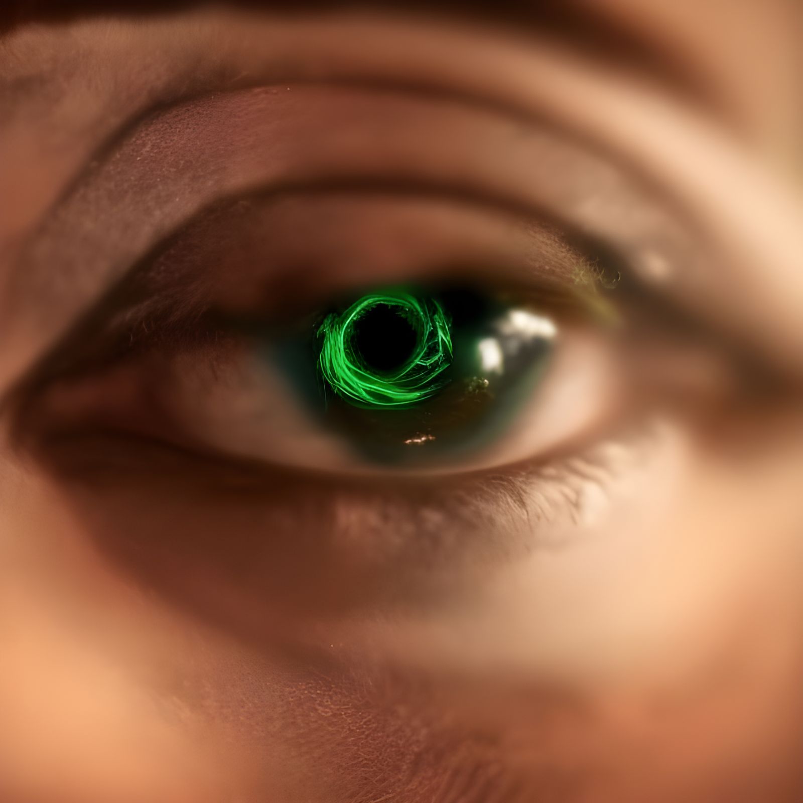 Surreal Cyberpunk Eye with Fiberoptic Plants