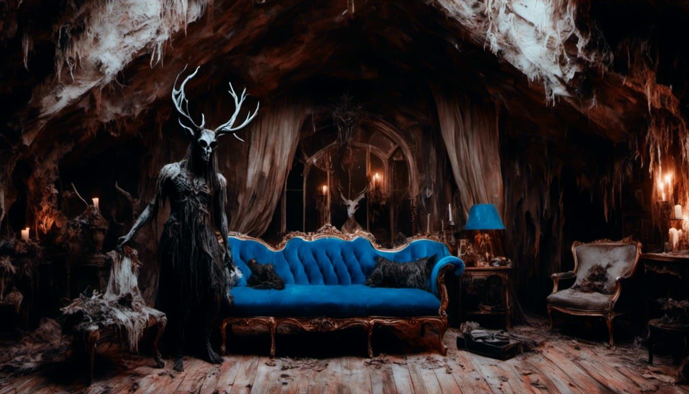 Wendigo in Moonlight: A Chiaroscuro Macabre Scene