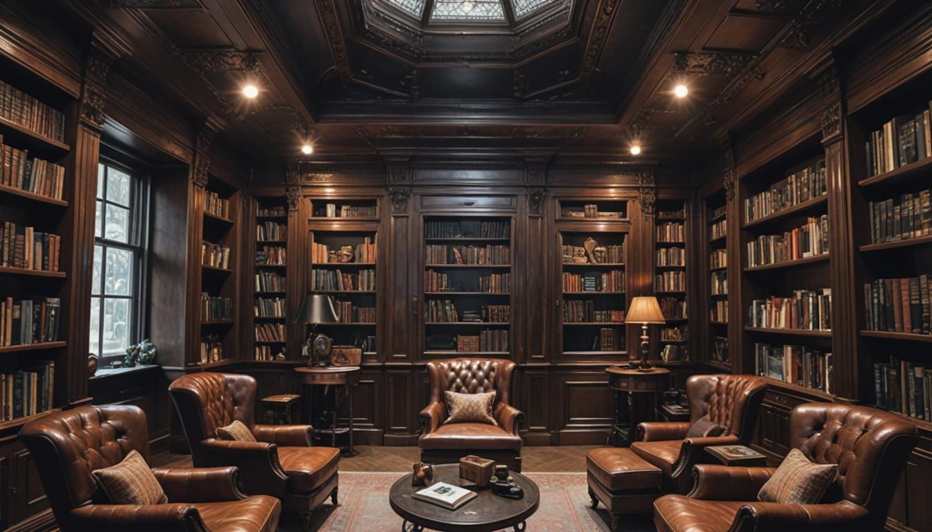 Steel Door in a Cozy Victorian Library
