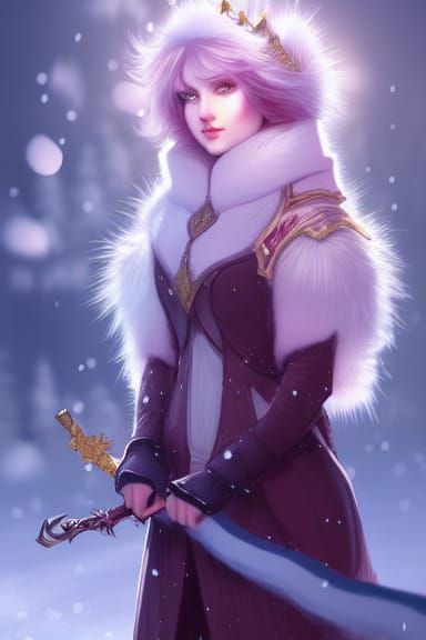 Fearsome Winter Empress with Ice Crown, Art Nouveau Style