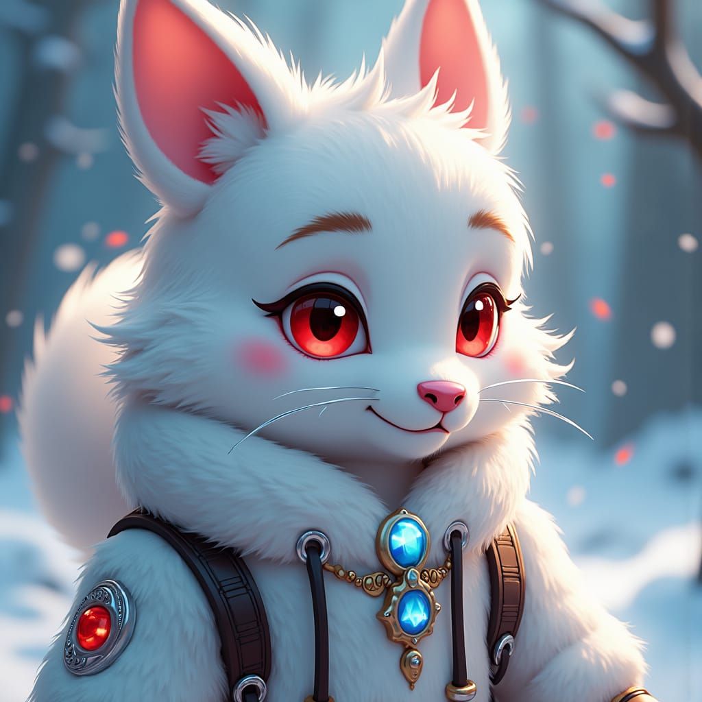 Furry Weasel Warrior with Kamas in Anime Style