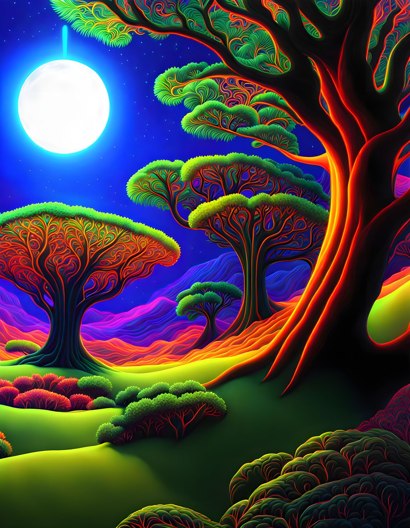 Psychedelic Ayahuasca Landscape in Fluorescent Black Light A...
