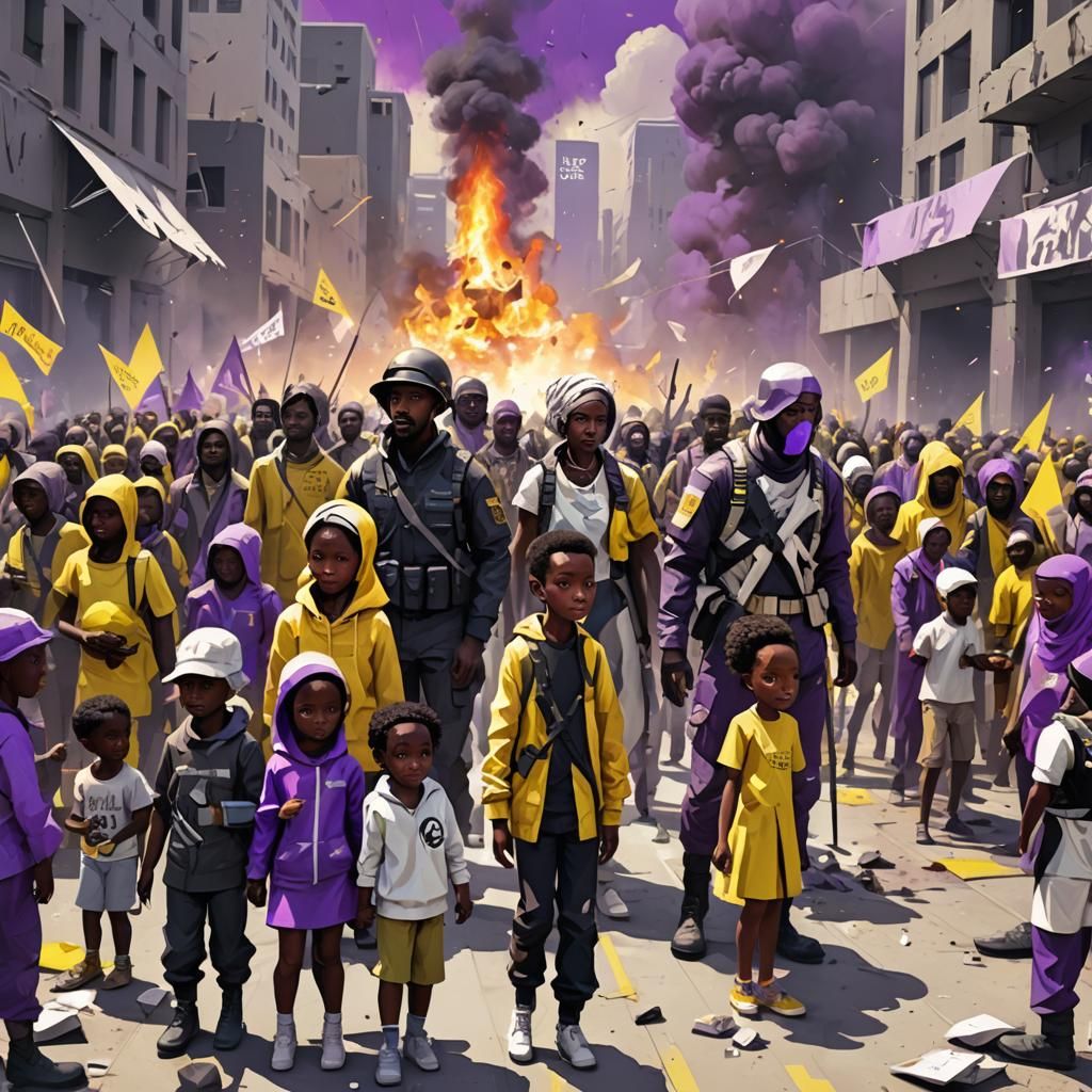 Futuristic Soldiers in War-Torn City: Low Poly 3D Art