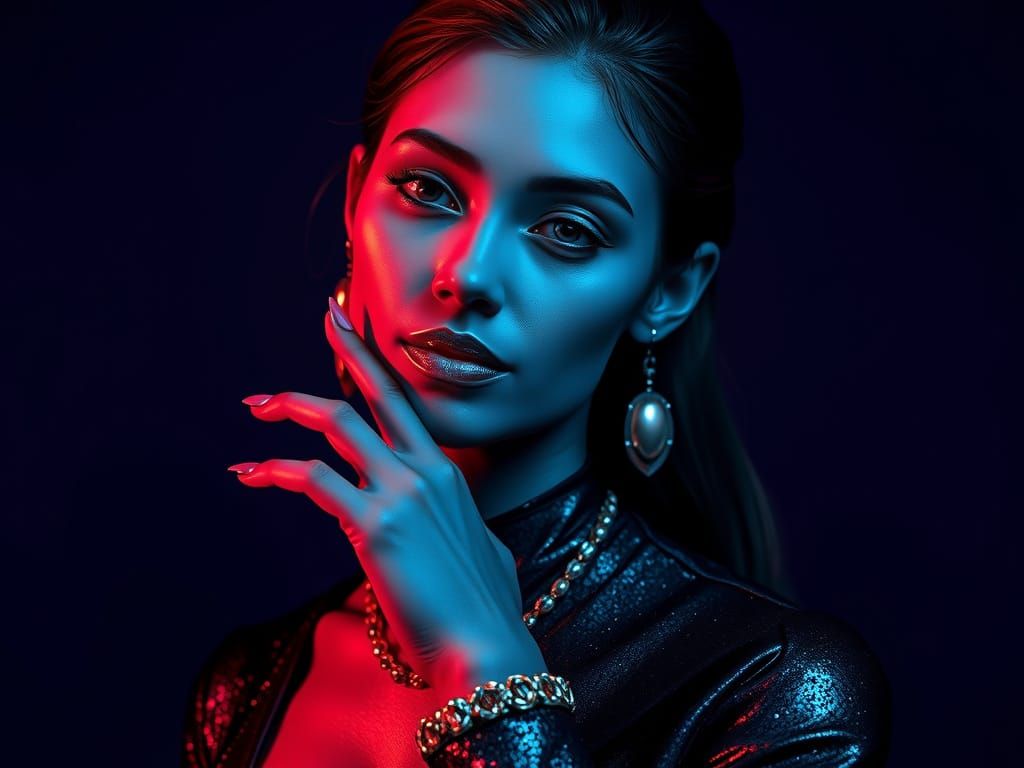 Lapis Lazuli Woman in Shimmering Attire: Hyper-Realistic 3D ...