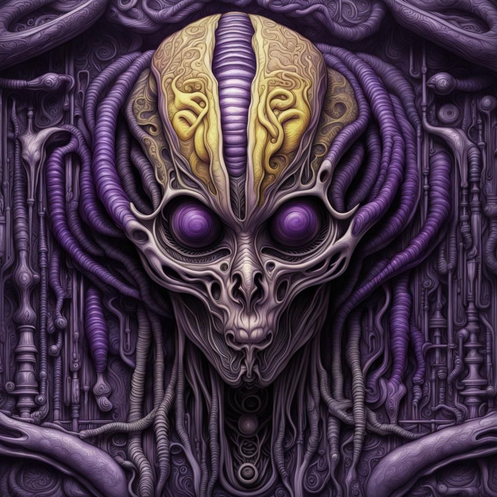 Organic Alien Brain in Dark Fantasy Style