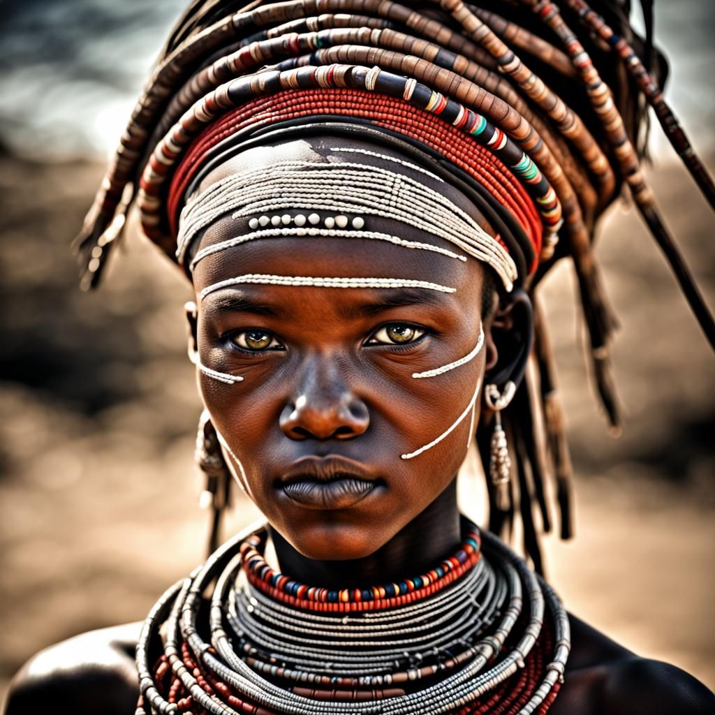 Hyperrealistic Portrait of a Maasai Girl