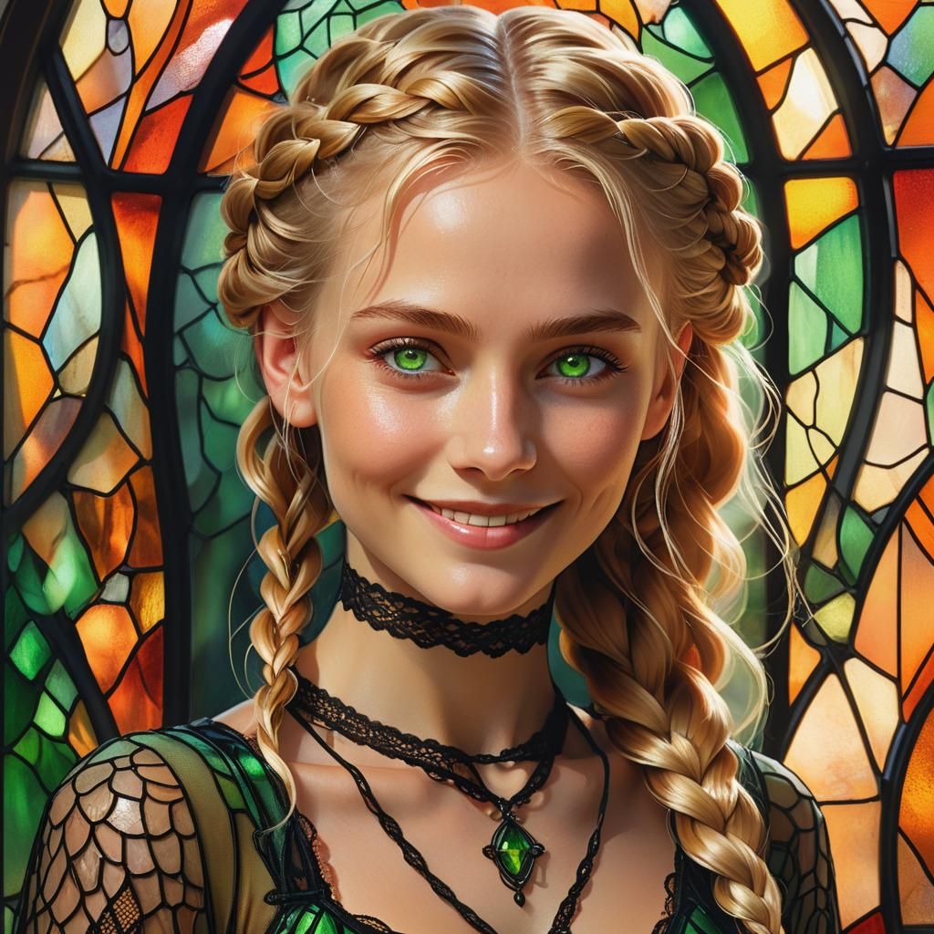 Beautiful Woman with Braided Hair in Golden Light